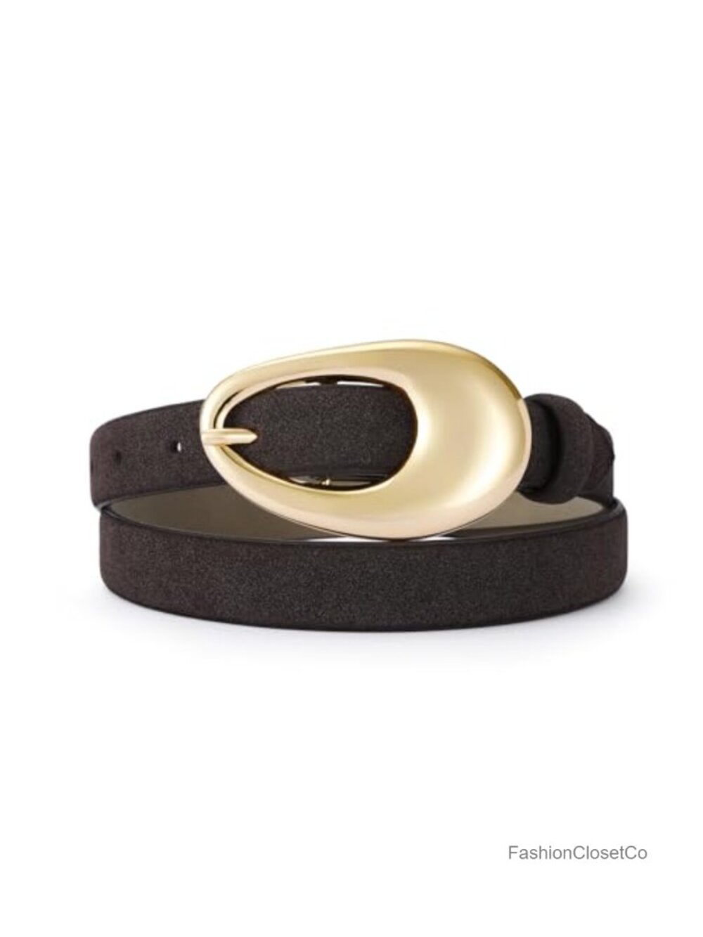 Women's Synthetic Leather Waist Belt with Shiny Oval Buckle Casual Formal